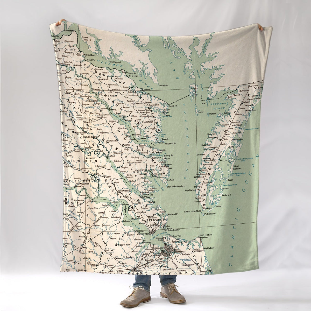 Chesapeake Bay Vintage Map Blanket - Maritime Tribes USABlanket