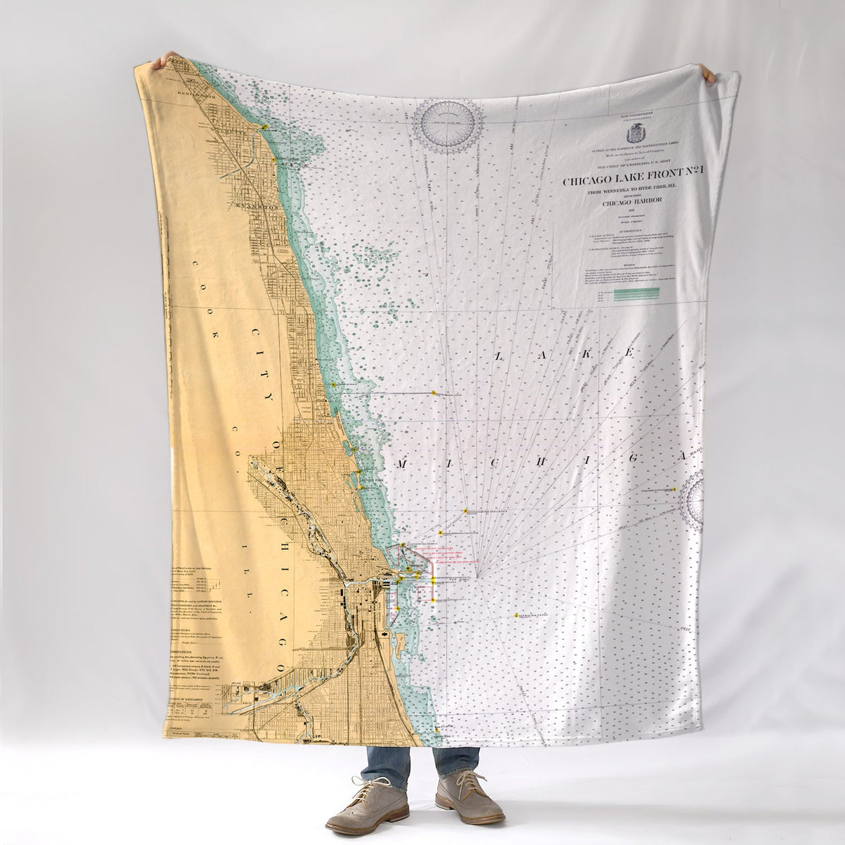 Chicago / Evanston Nautical Chart Blanket - Maritime Tribes USABlanket