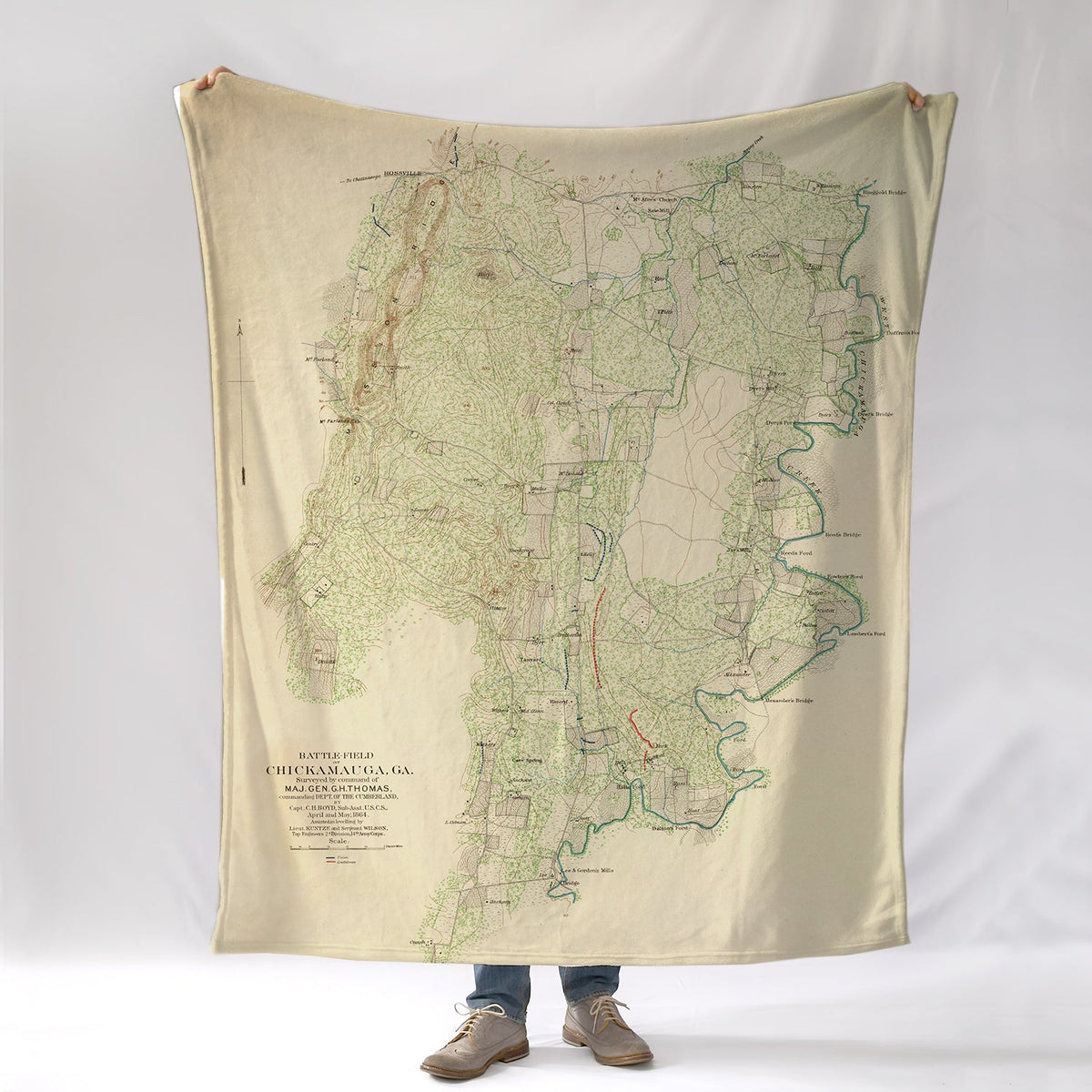 CHICKAMAUGA Battle MAP, GA Blanket - Maritime Tribes USABlanket
