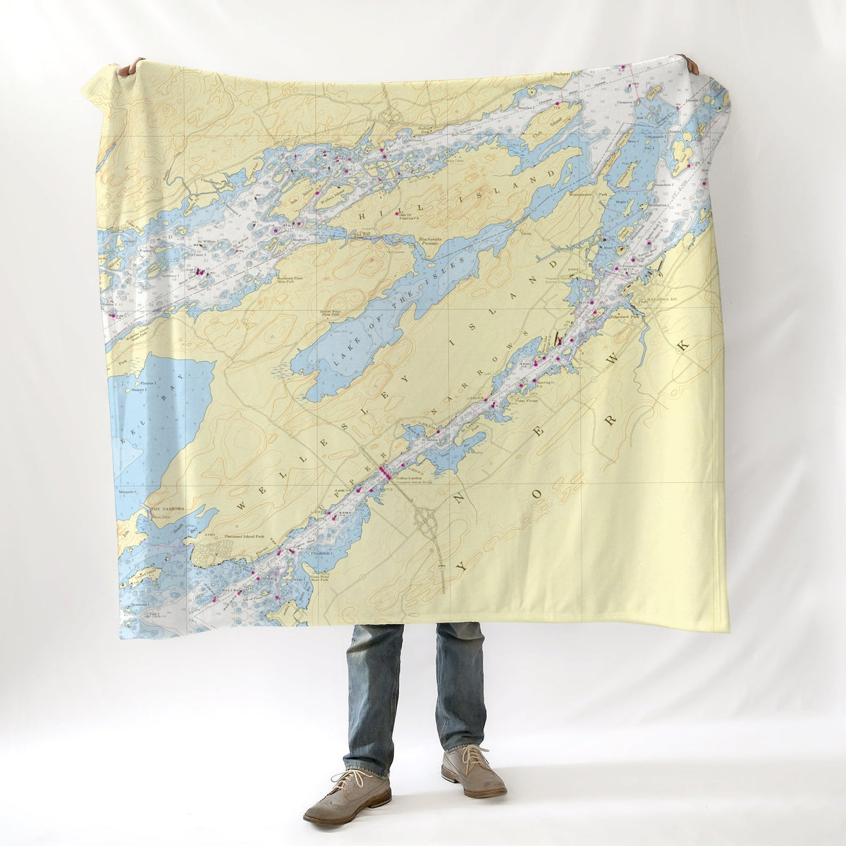 Clayton to Alexandria Bay, NY Nautical Chart Blanket - Maritime Tribes USABlanket