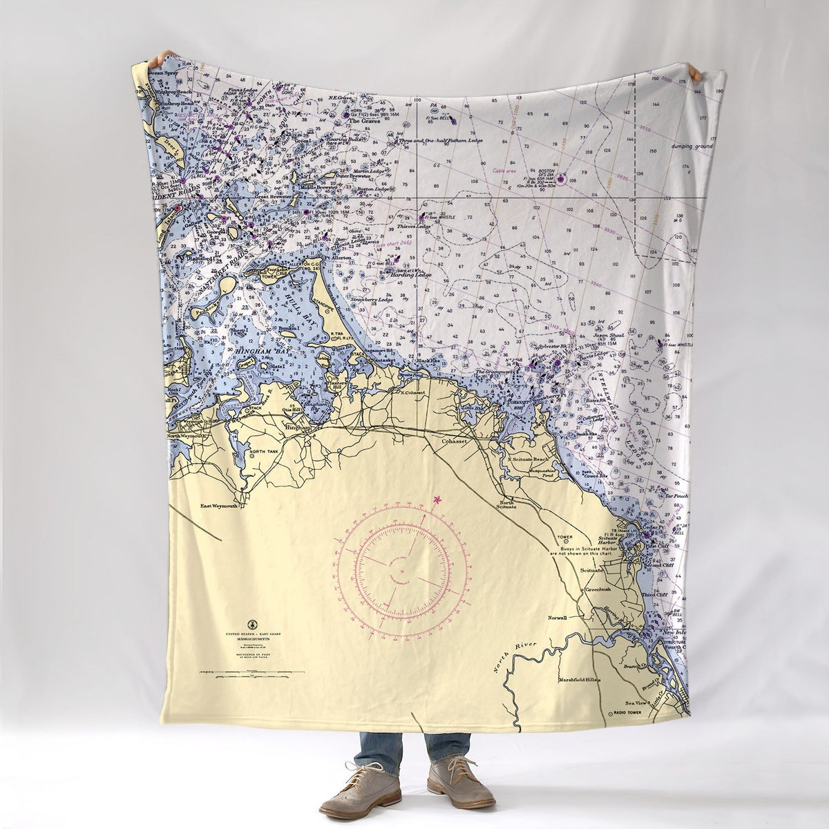 Cohasset, MA Nautical Chart Blanket - Maritime Tribes USABlanket