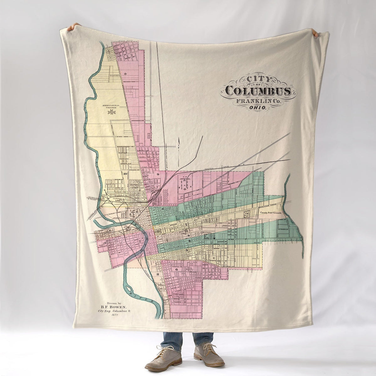 Columbus OH Antique Plan Map Blanket - Maritime Tribes USABlanket