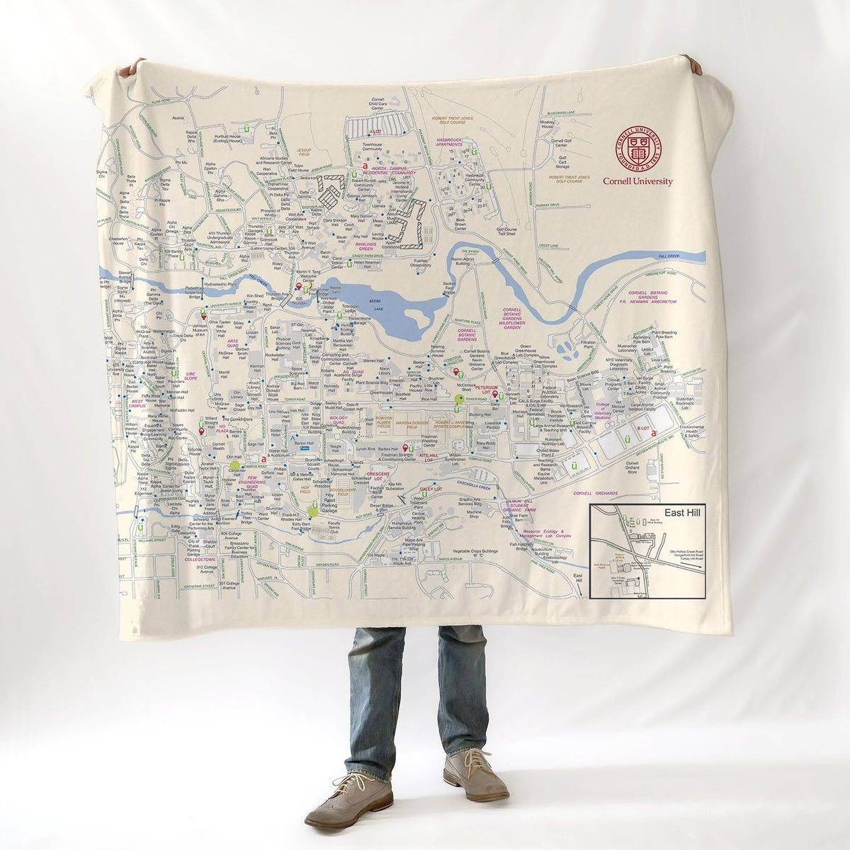 Cornell University Modern Campus Map with Circle/Seal Logo Blanket - Maritime Tribes USABlanket