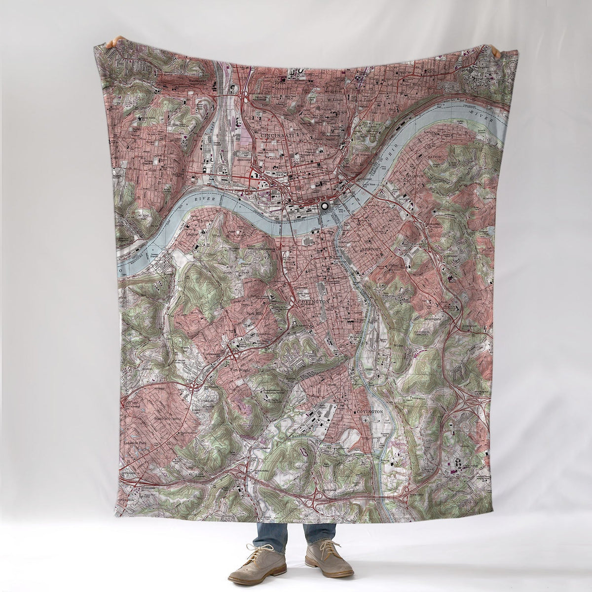 Covington & Newport, KY Vintage Topo Map Blanket - Maritime Tribes USABlanket