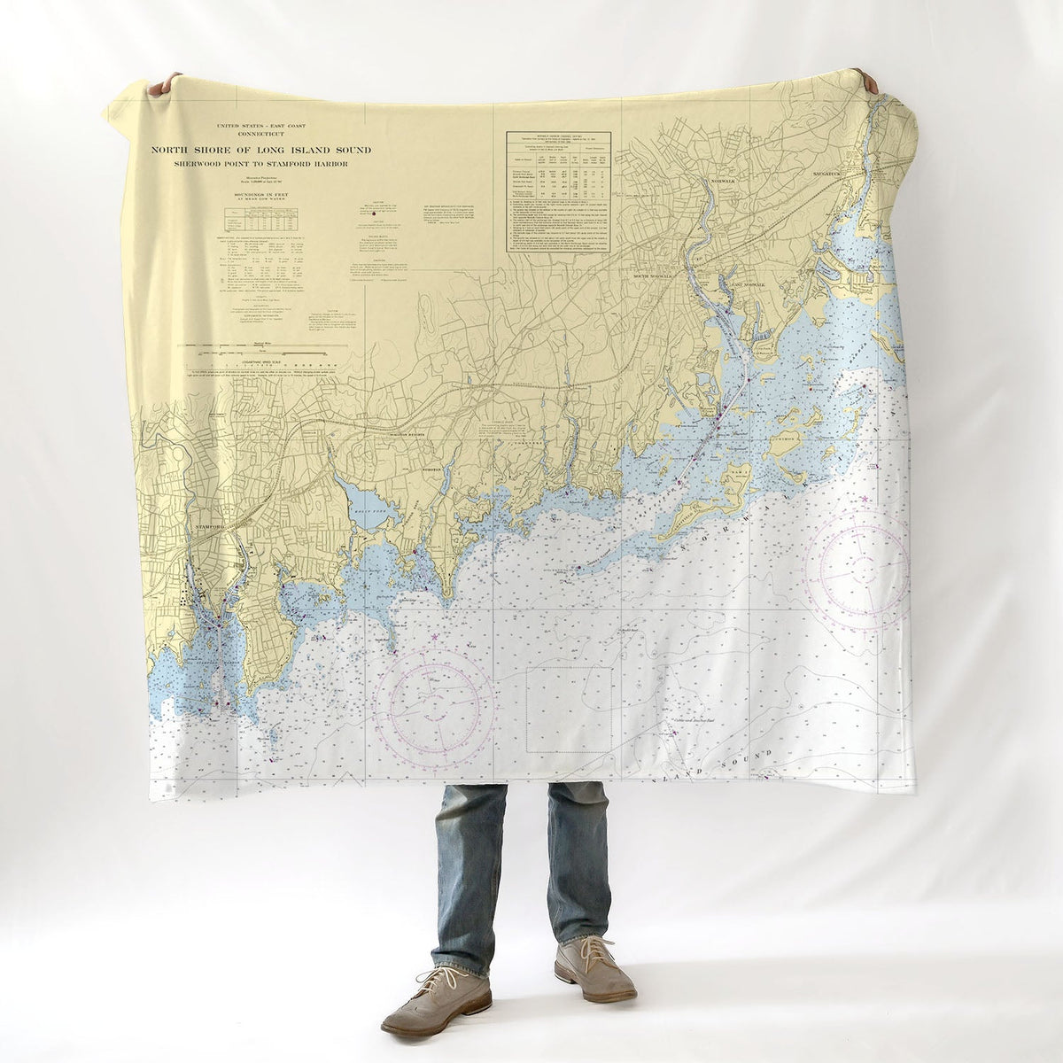 Darien, CT Nautical Chart Blanket - Maritime Tribes USABlanket