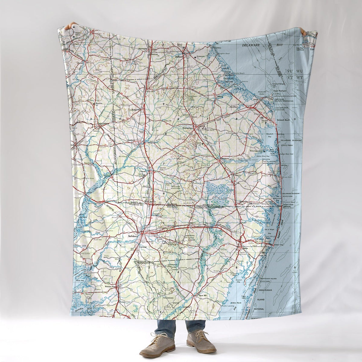 Delaware Roadmap, vintage topo map Blanket - Maritime Tribes USABlanket