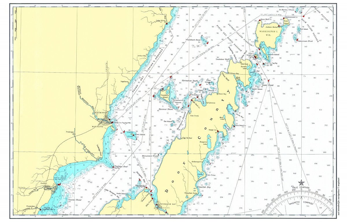 Door County Peninsula, Wisconsin Chart Placemat - Maritime Tribes USALaminated Placemat