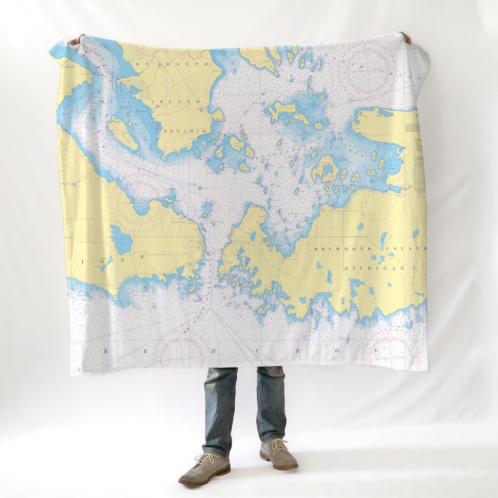 Drummond Island, MI. Nautical Chart Blanket - Maritime Tribes USABlanket