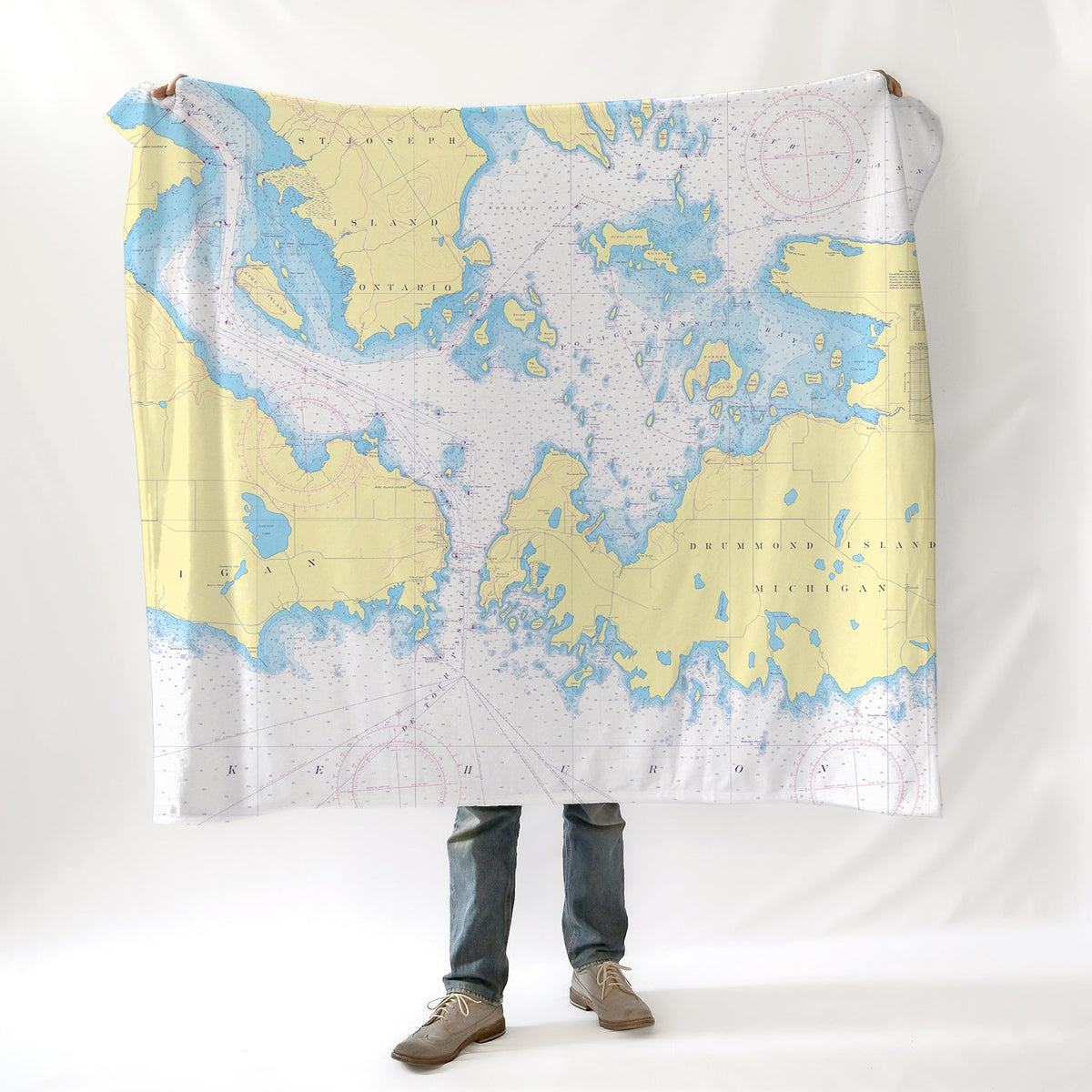 Drummond Island, MI. Nautical Chart Blanket - Maritime Tribes USABlanket