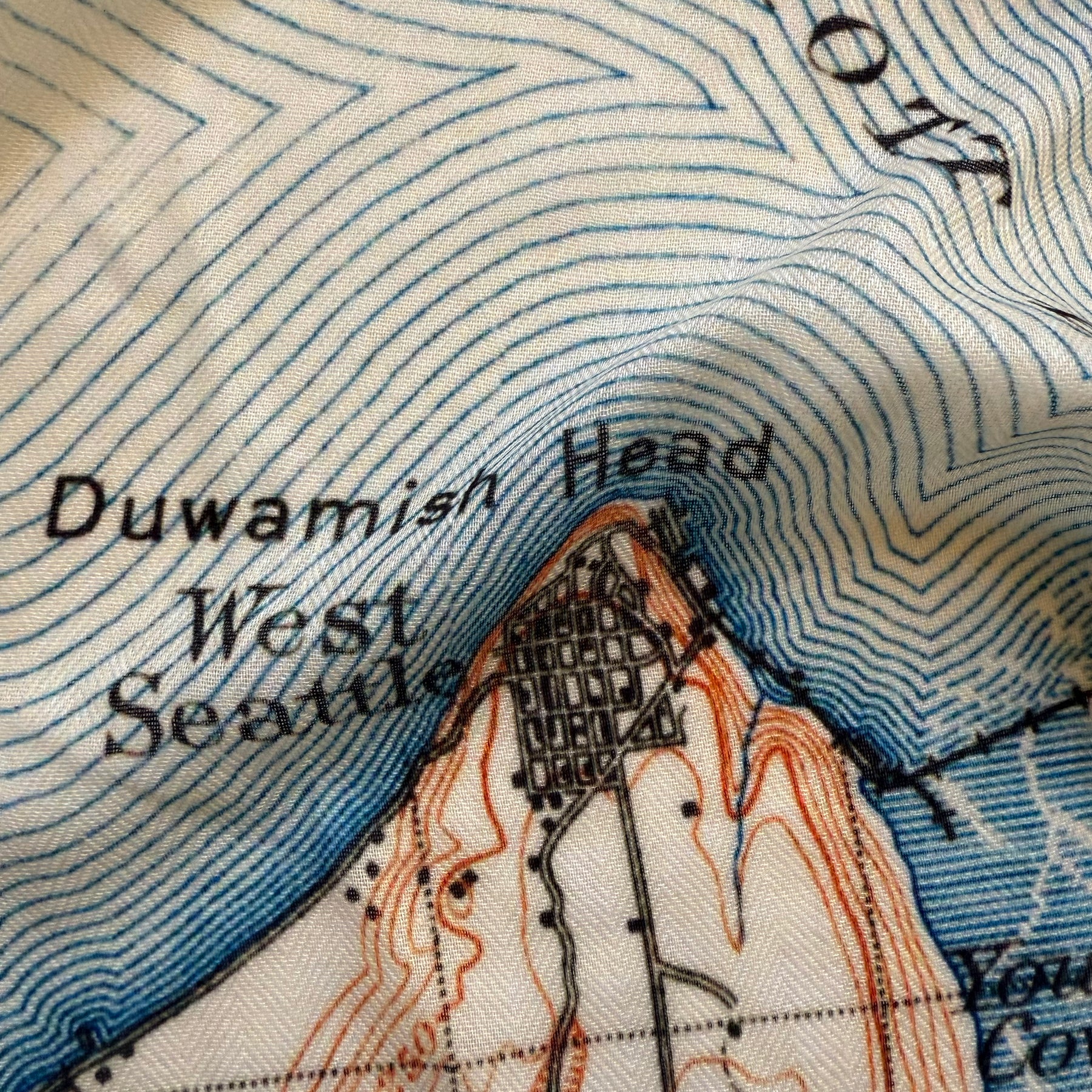 Seattle, WA Puget Sound, Vintage Map Scarf
