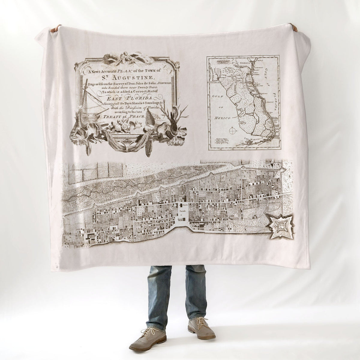Early Plans of St. Augustine FL Antique Blanket - Maritime Tribes USABlanket