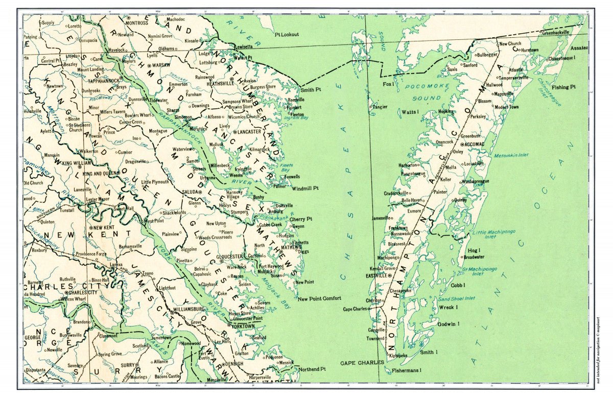 Eastern Shore Vintage Map Placemat - Maritime Tribes USALaminated Placemat