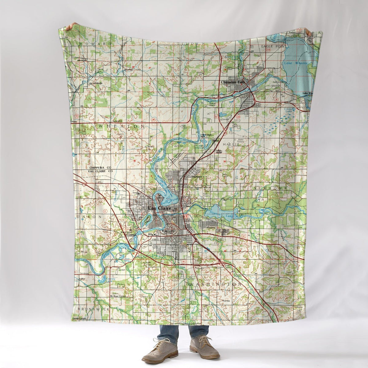 Eau Claire, WI -topo map Blanket - Maritime Tribes USABlanket