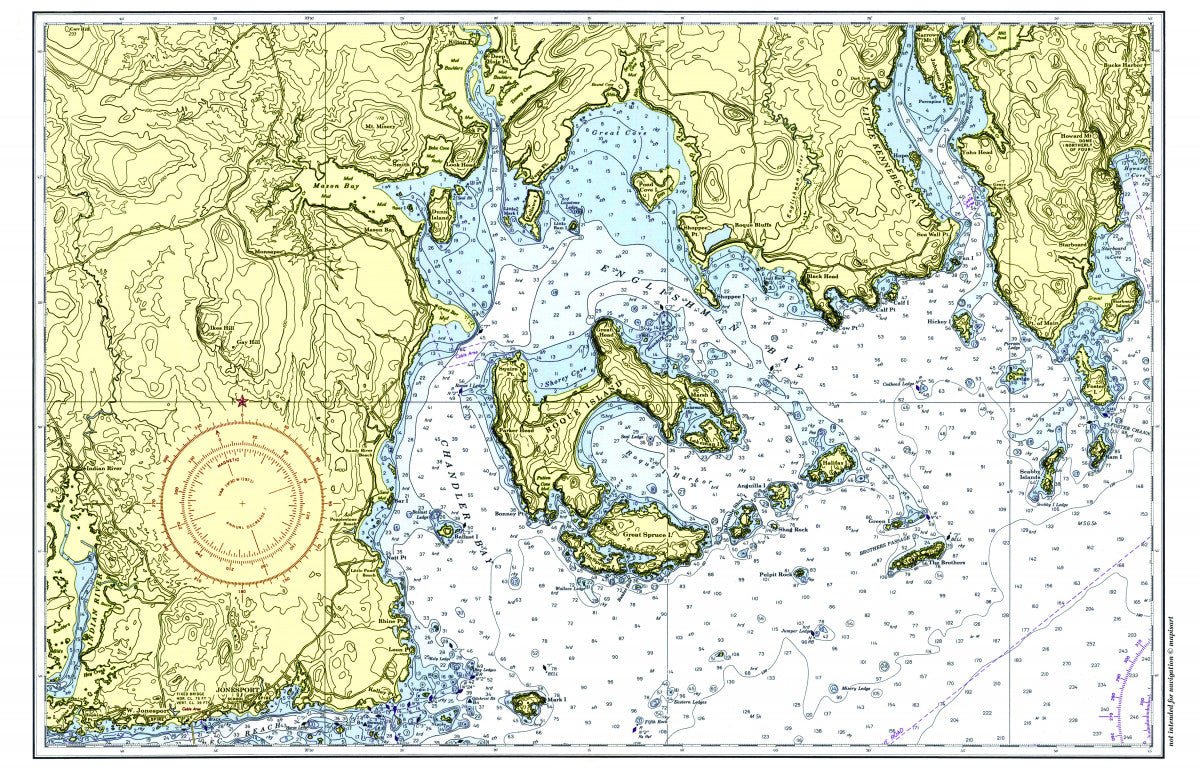 Englishman Bay, Maine Chart Placemat - Maritime Tribes USALaminated Placemat