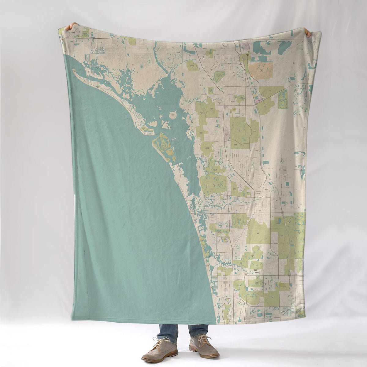 Estero Island to Naples Sea Glass Style Map Blanket - Maritime Tribes USABlanket