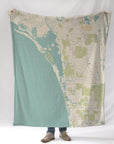 Estero Island to Naples Sea Glass Style Map Blanket - Maritime Tribes USABlanket