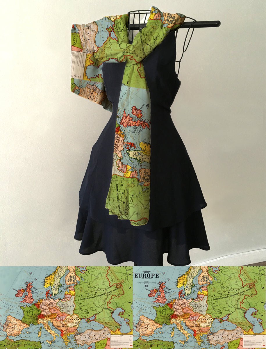 Europe Vintage Map, c. 1920 Scarf - Maritime Tribes USAScarf