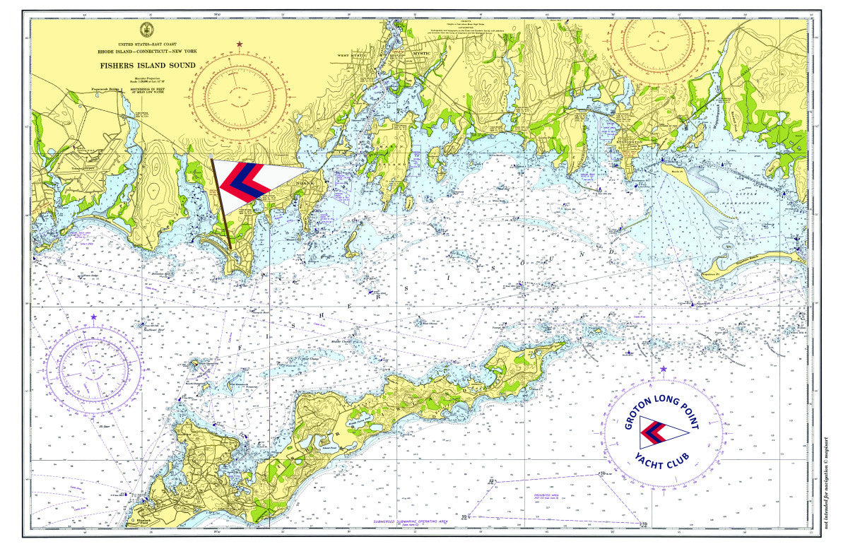 Groton Long Point Yacht Club Chart with Burgee Placemat