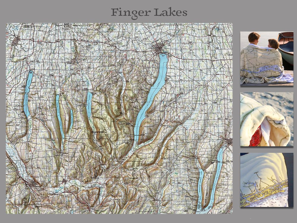Finger Lakes, Canandaigua Lake, NY Topo Blanket - Maritime Tribes USABlanket