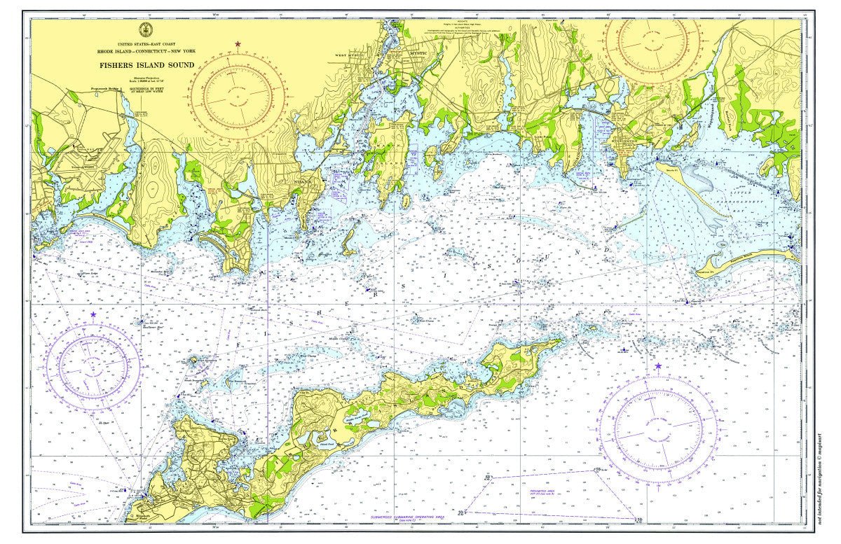 Fishers Island Sound, Connecticut & New York Chart Placemat - Maritime Tribes USALaminated Placemat