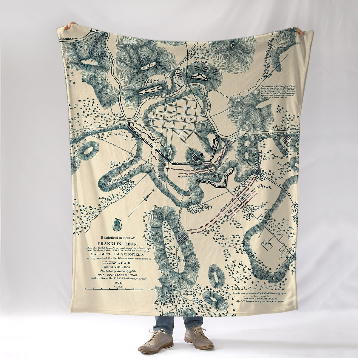 Franklin, TN Civil War Map Blanket - Maritime Tribes USABlanket