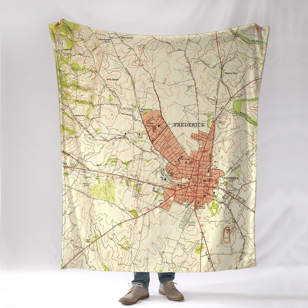 Frederick MD Vintage Topo Map Blanket - Maritime Tribes USABlanket
