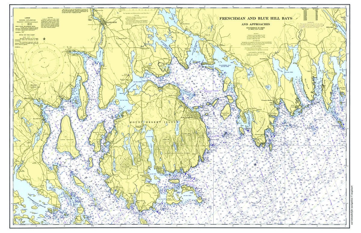 Frenchman & Blue Hill Bays, Maine Chart Placemat - Maritime Tribes USALaminated Placemat