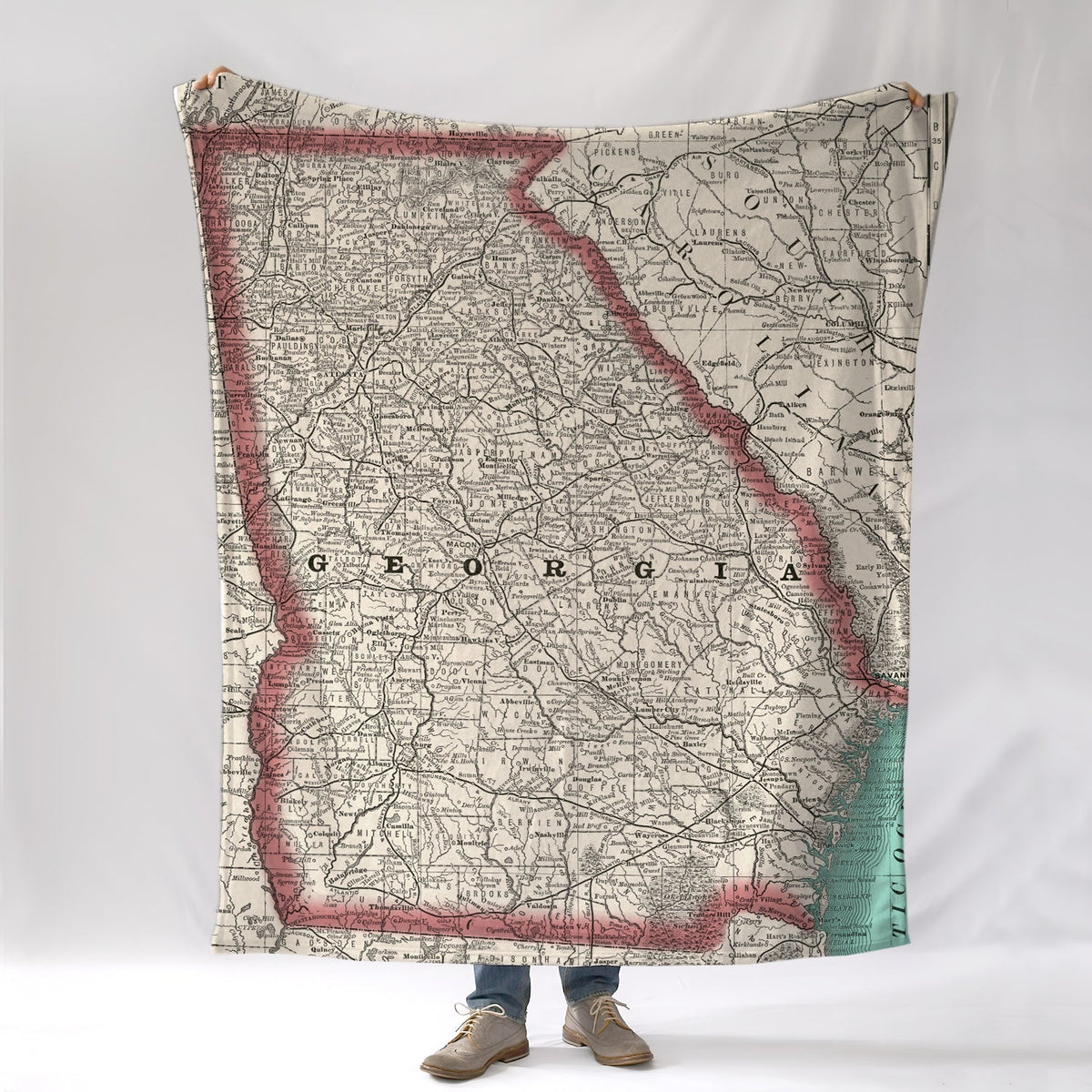 Georgia Vintage Map Blanket - Maritime Tribes USABlanket