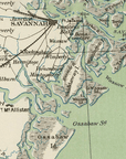 Georgia's Barrier Islands Vintage Map Scarf (St. Augustine to Savannah) - Maritime Tribes USAScarf