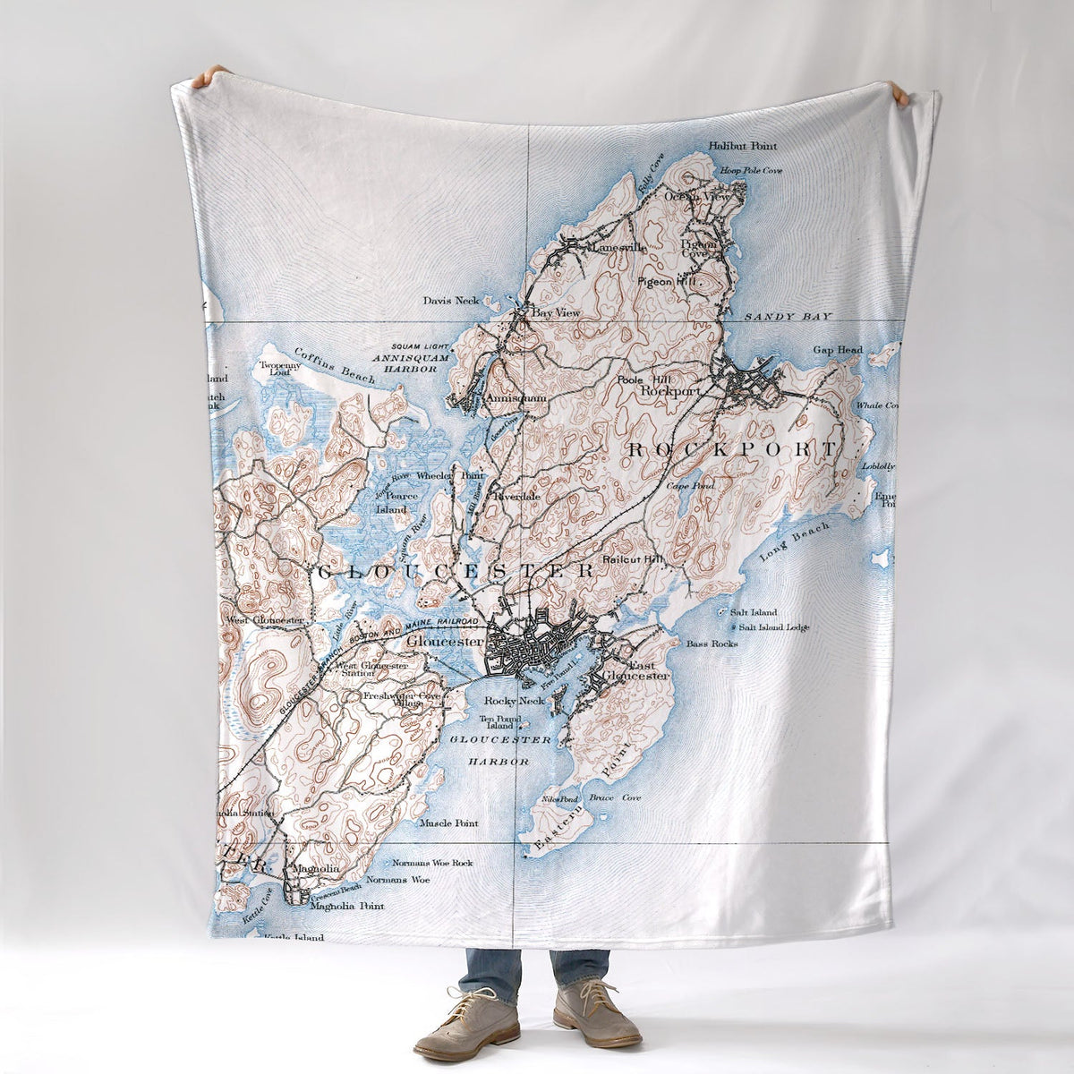 Gloucester, Cape Ann Antique map Blanket - Maritime Tribes USABlanket