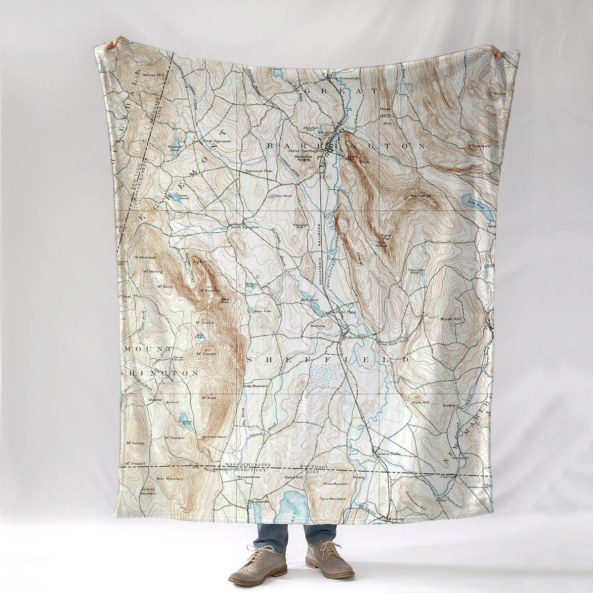 Great Barrington MA Vintage Topo Map Blanket - Maritime Tribes USABlanket