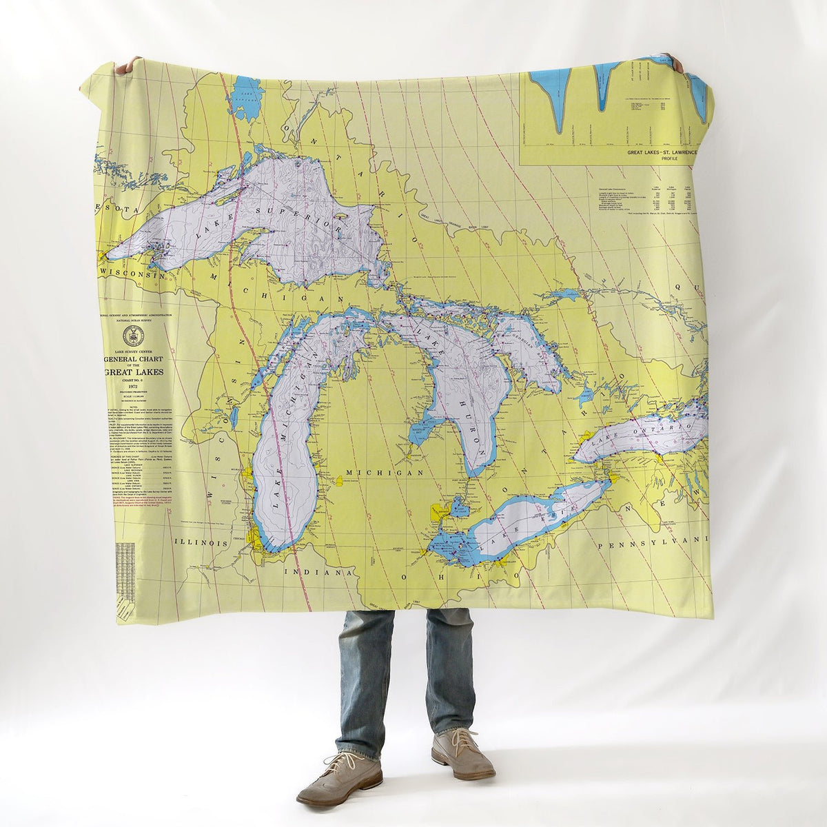 Great Lakes All Over Map Blanket - Maritime Tribes USABlanket