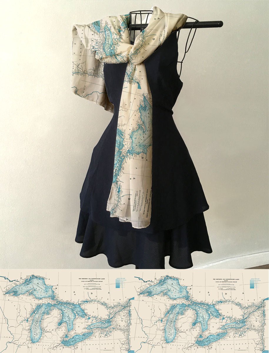 Great Lakes Antique Map Scarf - Maritime Tribes USAScarf