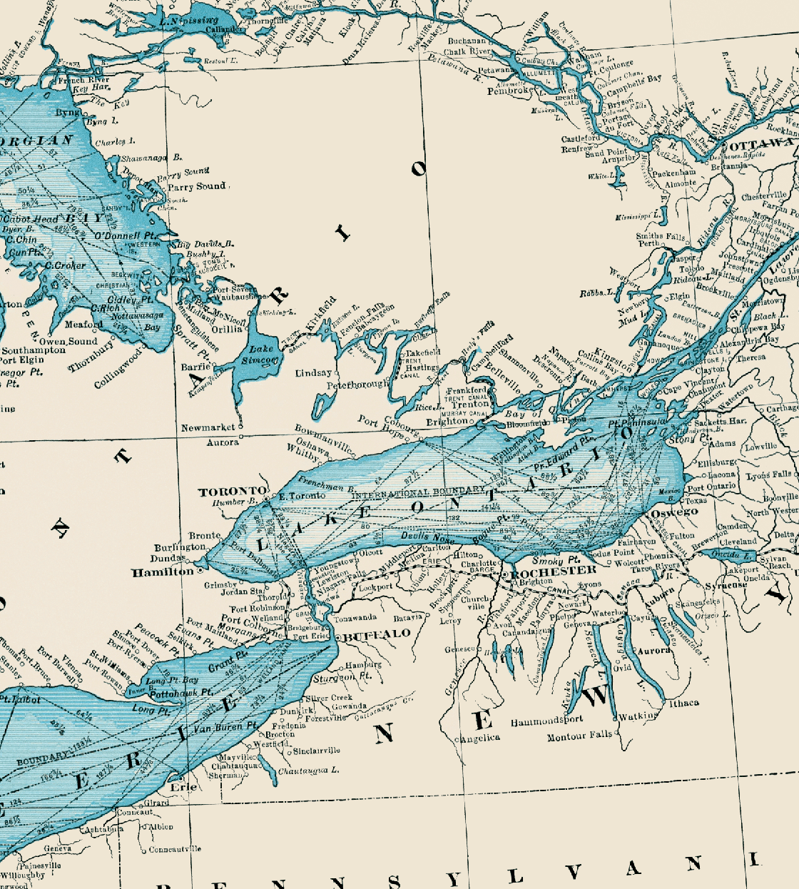 Great Lakes Vintage Map Blanket - Maritime Tribes USABlanket
