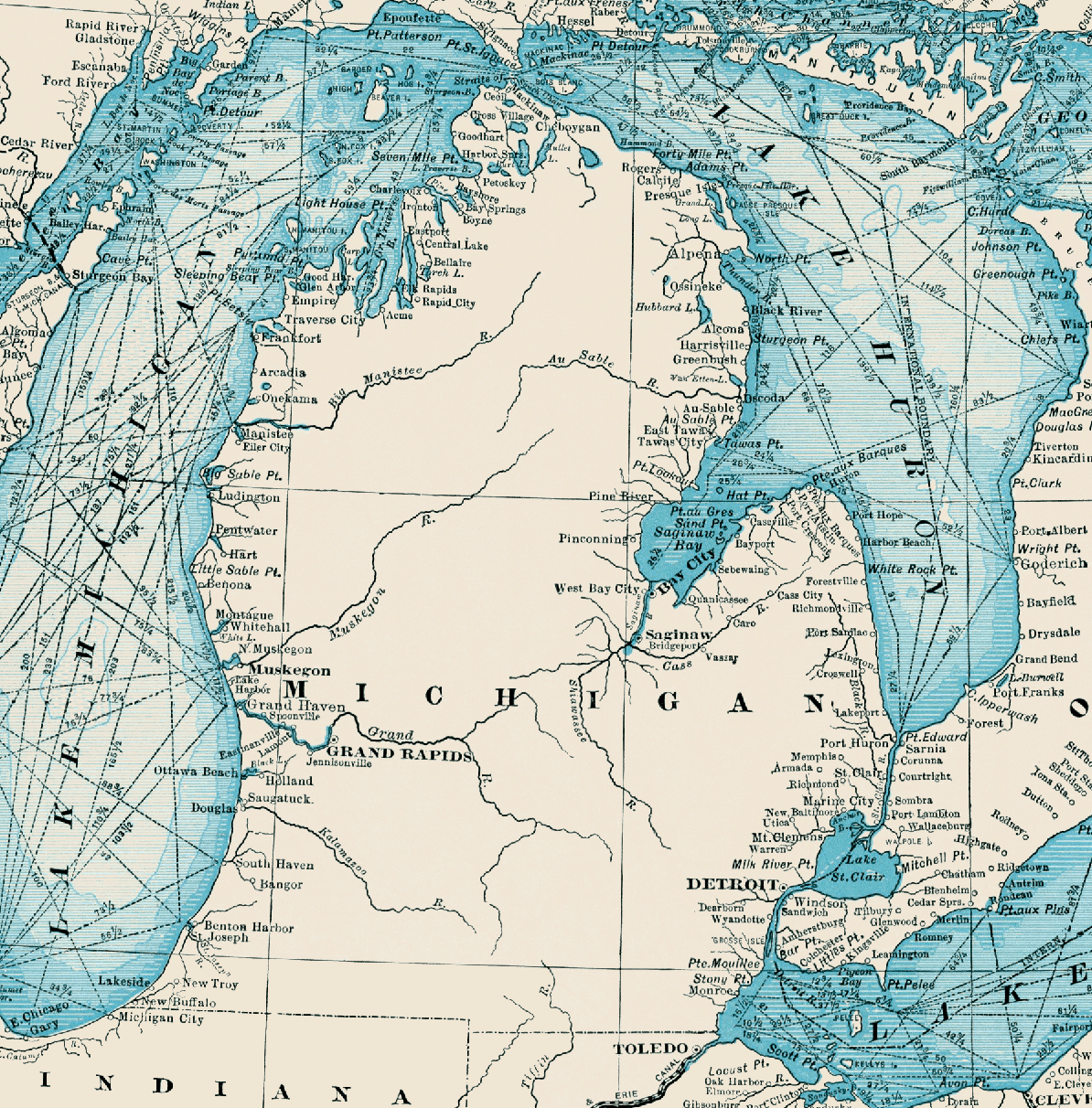 Great Lakes Vintage Map Blanket - Maritime Tribes USABlanket