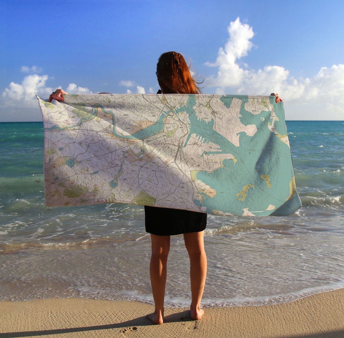 Greater Boston MA - Sea Glass Map Quick Dry Towel - Maritime Tribes USATowel