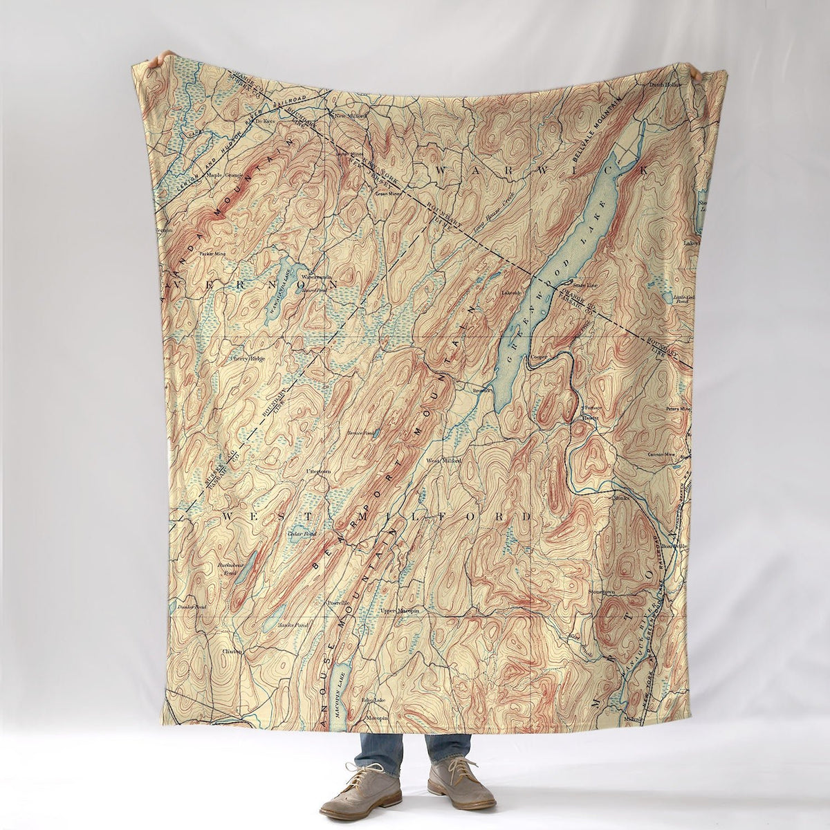 Greenwood Lake, NY Vintage Topo Map Blanket - Maritime Tribes USABlanket