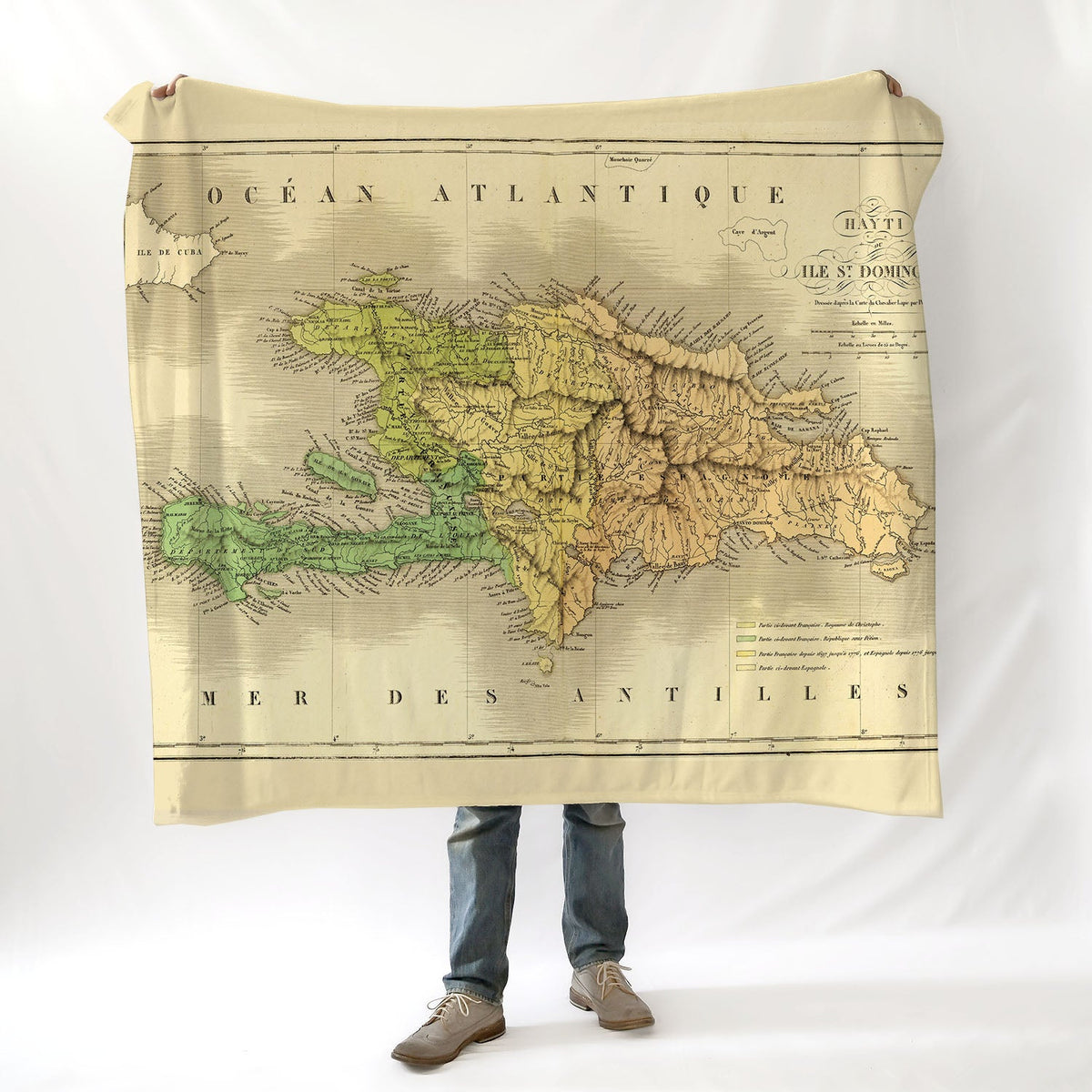 Haiti & Dominican Republic Vintage Map Blanket - Maritime Tribes USABlanket