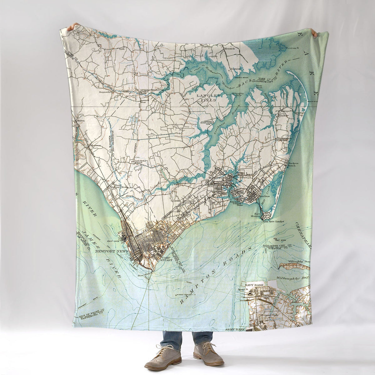 Hampton, Virginia Antique Map Blanket - Maritime Tribes USABlanket