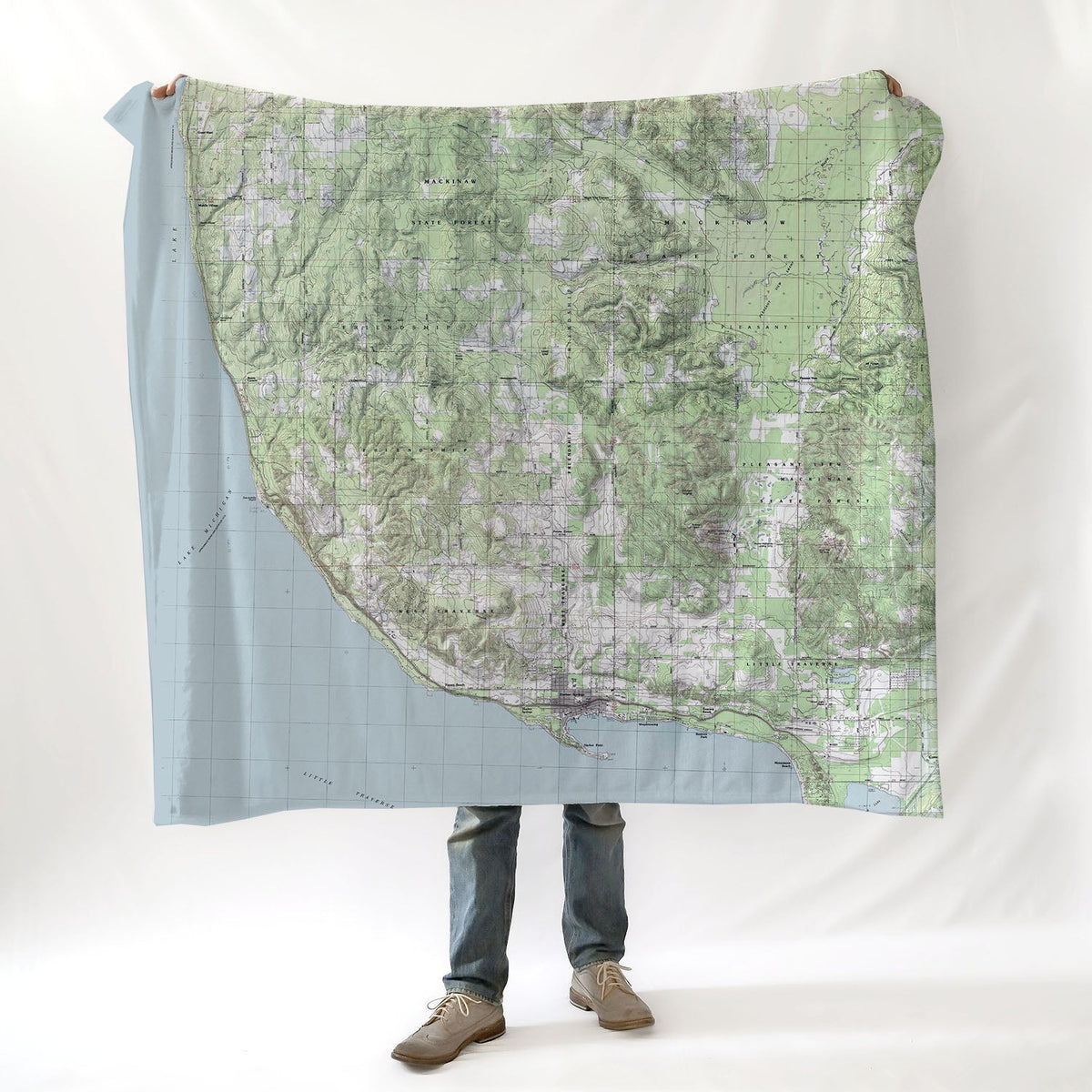 Harbor Springs to Good Hart, MI Topo Blanket - Maritime Tribes USABlanket