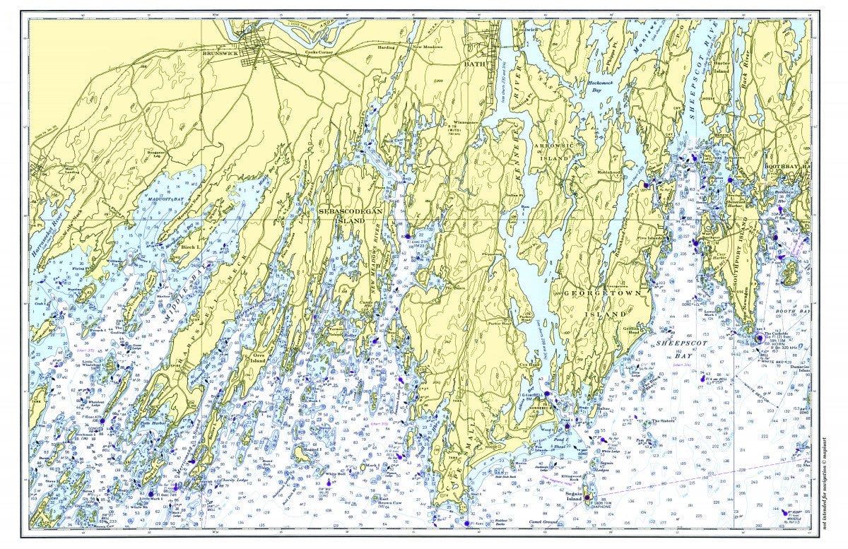Harpswell to Georgetown, Maine Chart Placemat - Maritime Tribes USALaminated Placemat
