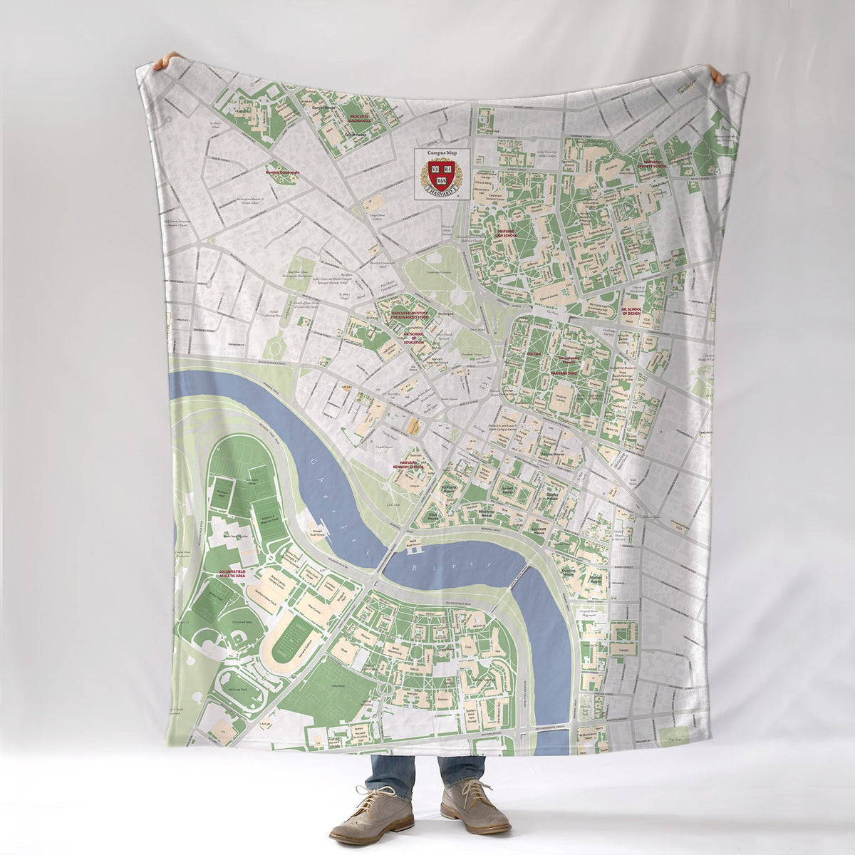 Harvard Campus Map, Modern Map with Logo Blanket - Maritime Tribes USABlanket