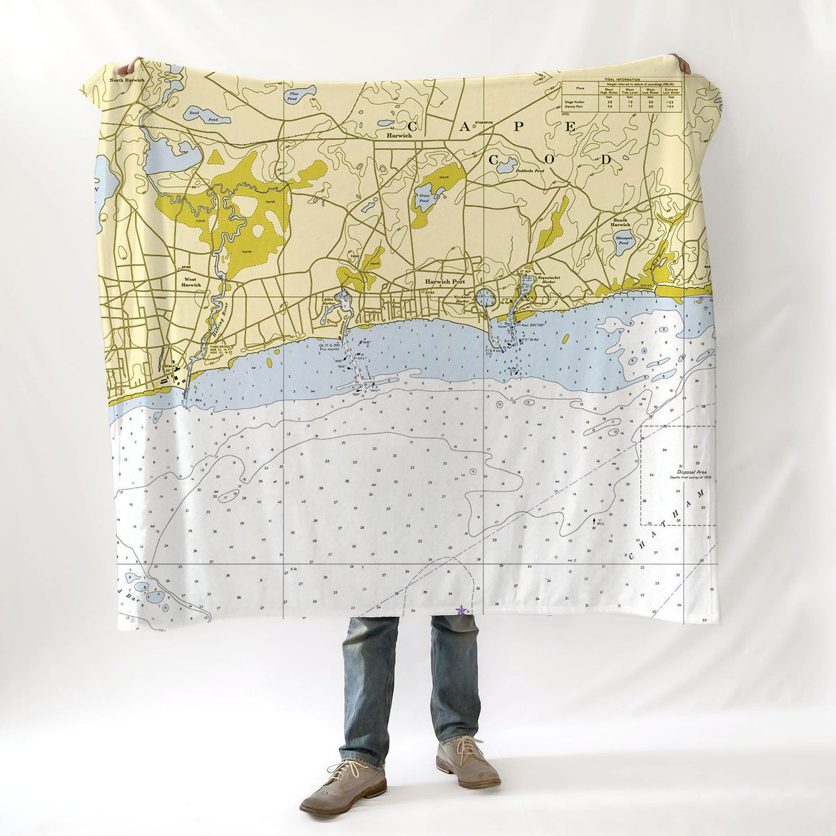 Harwich Port MA Nautical Chart Blanket - Maritime Tribes USABlanket