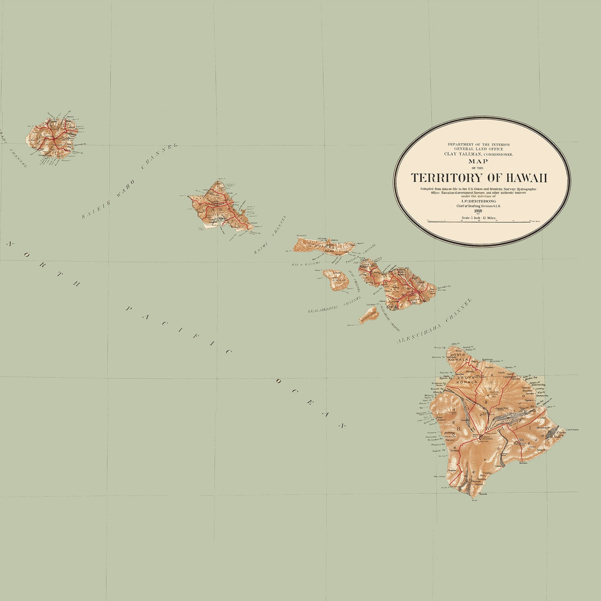 Hawaiian Islands vintage map - Quick Dry Towel - Maritime Tribes USATowel