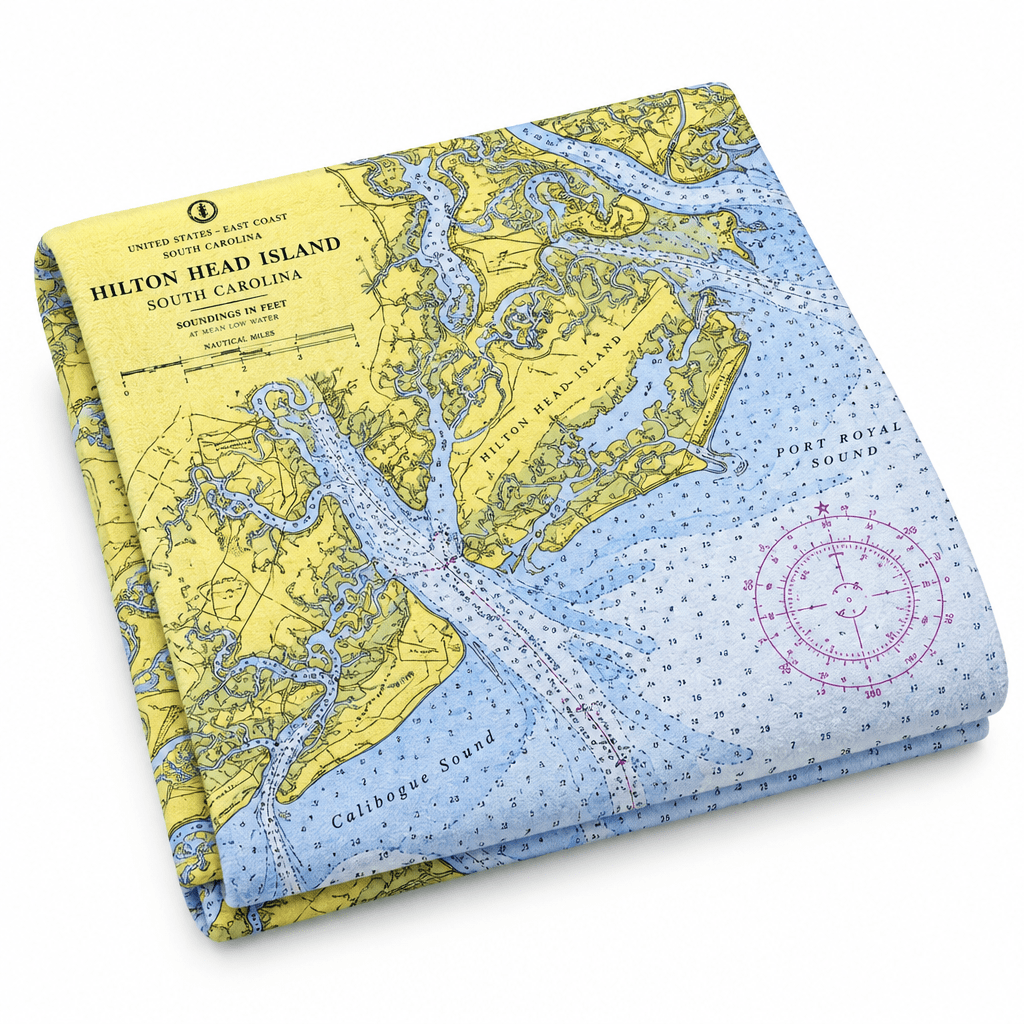 Hilton Head SC Nautical Chart Quick Dry Towel - Maritime Tribes USATowel