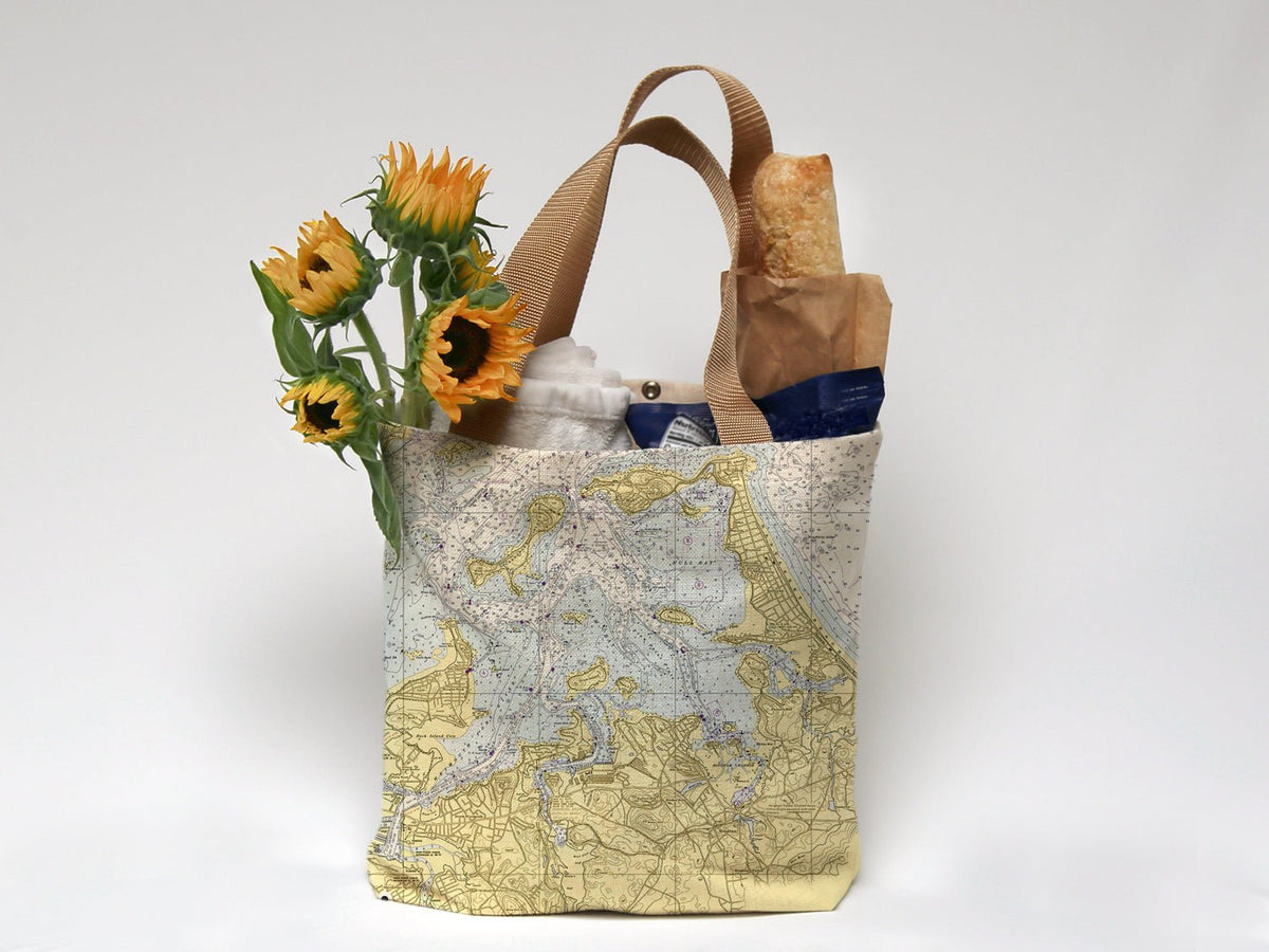 Hingham Bay , MA. Vintage Nautical Chart Tote - Maritime Tribes USABAG