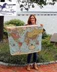 Illustrated World Map Baby Blanket - by Ernest Dudley Chase - Super Soft - Maritime Tribes USABlanket