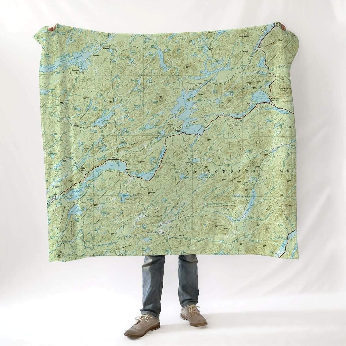 Inlet, NY Adirondack Park Lakes Topo Map Blanket - Maritime Tribes USABlanket