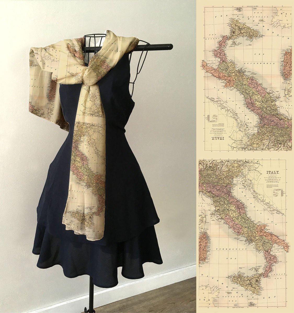Italy Vintage Map Scarf - Maritime Tribes USAScarf