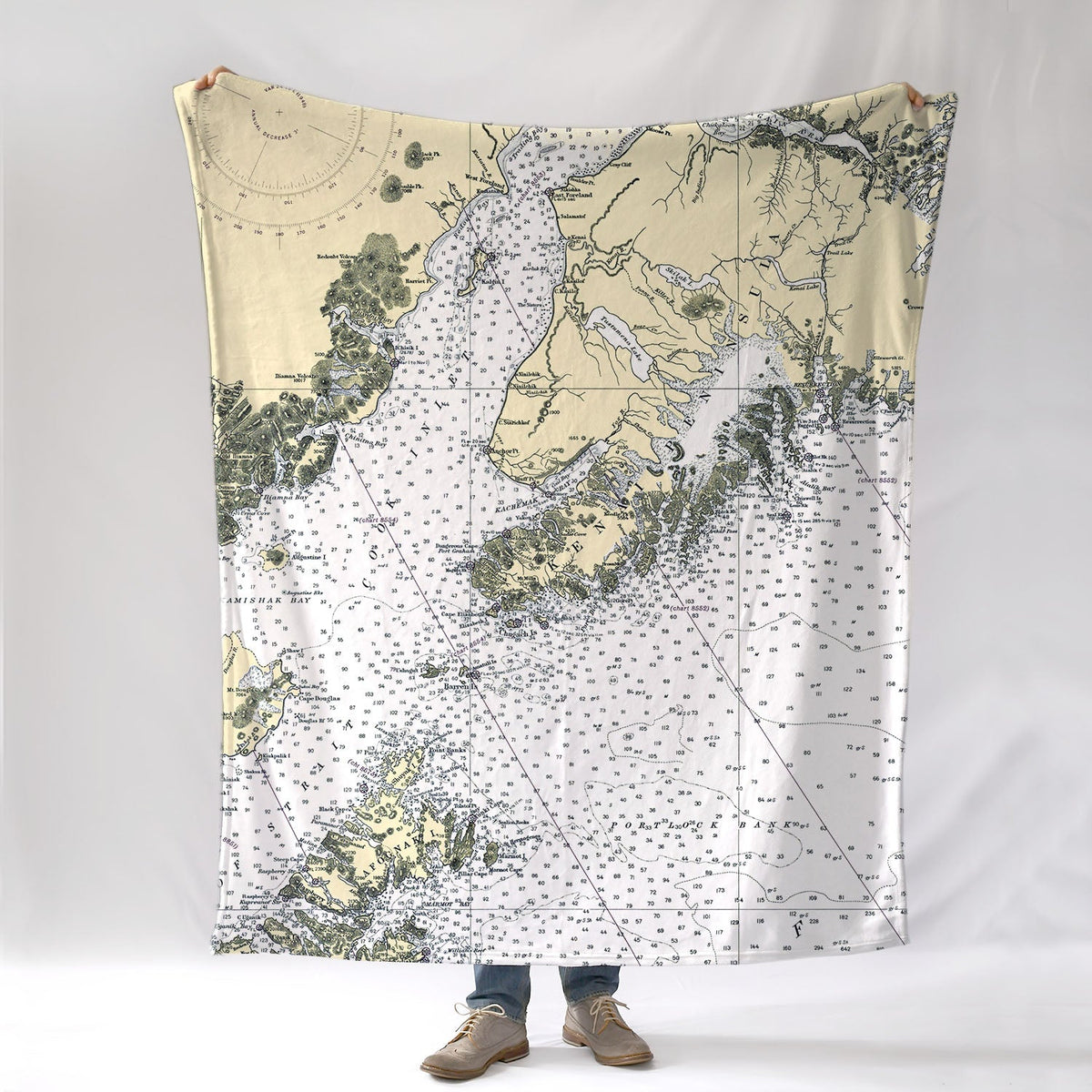 Kachemak Bay, AKvintage nautical chart Blanket - Maritime Tribes USABlanket